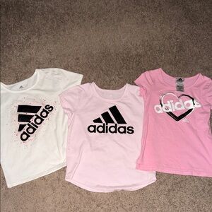 Adidas Kids' Pink and White Graphic Tees